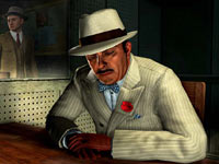 Detective Cole Phelps interrogating a suspect downtown in L.A. Noire