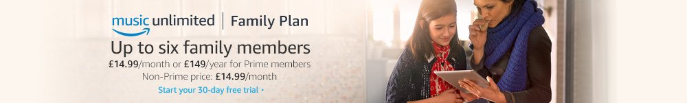 Amazon Music Unlmiited for Family. Six family members. £14.99/month or £149/year for Prime members. Non-Prime price: £14.99/month