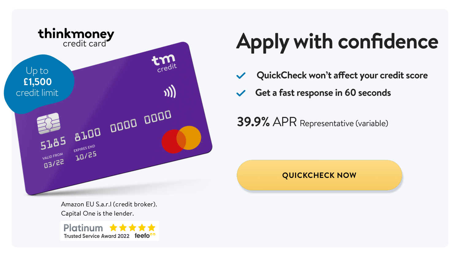 Amazon.co.uk think money store Credit & Payment Cards