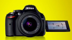 This picture shows the D5200's vari-angle LCD monitor in action.