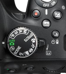 This picture shows a close-up view of the controls on the top of the D5200 camera.