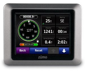 zumo 220 also comes standard with a digital fuel gauge so you can keep track of how many miles you have left before it's time to fill up.