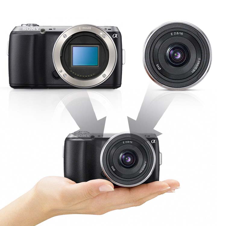 Sony NEXC3KB Compact Digital Camera System - Black (16.2MP, With