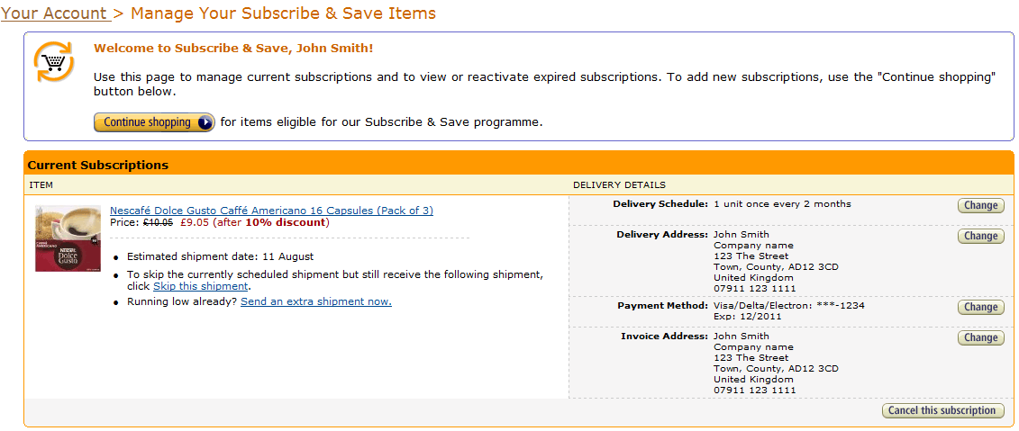 Managing your subscriptions