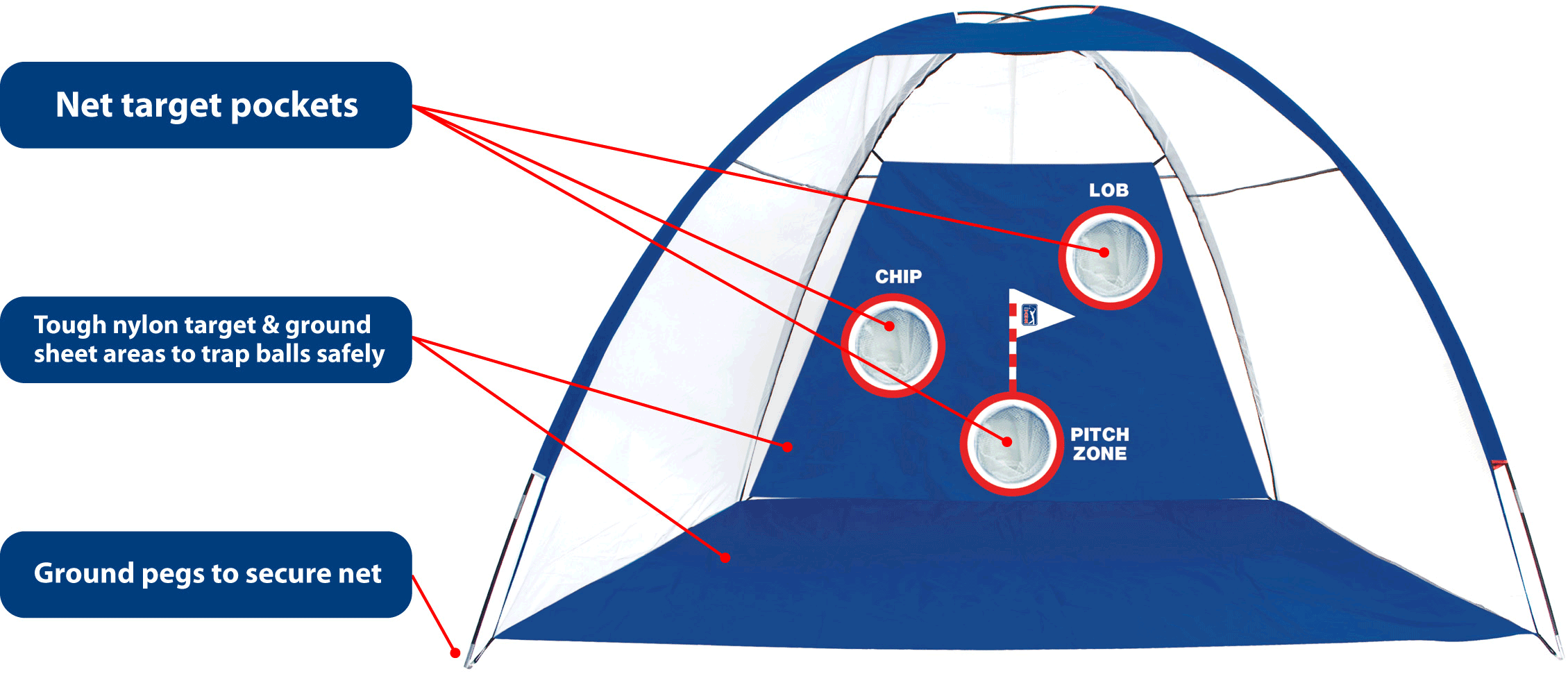 PGA Tour Pro Size Driving Net with Carry Bag Height 214cm/7ft Width