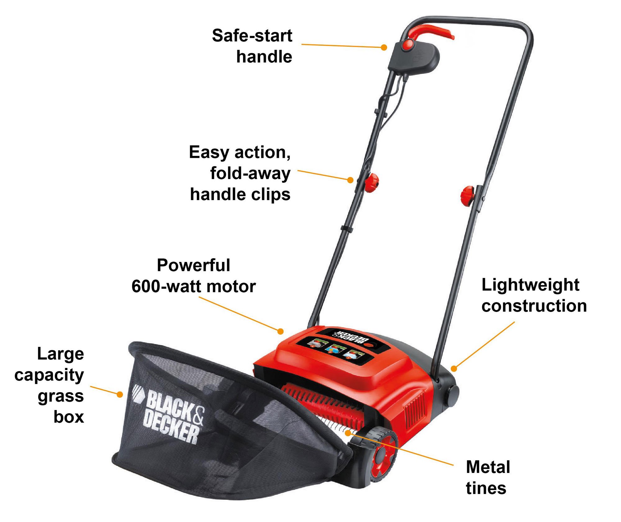 Electric Scarifier Lawn Raker Black Decker Garden lawnraker lawns Grass