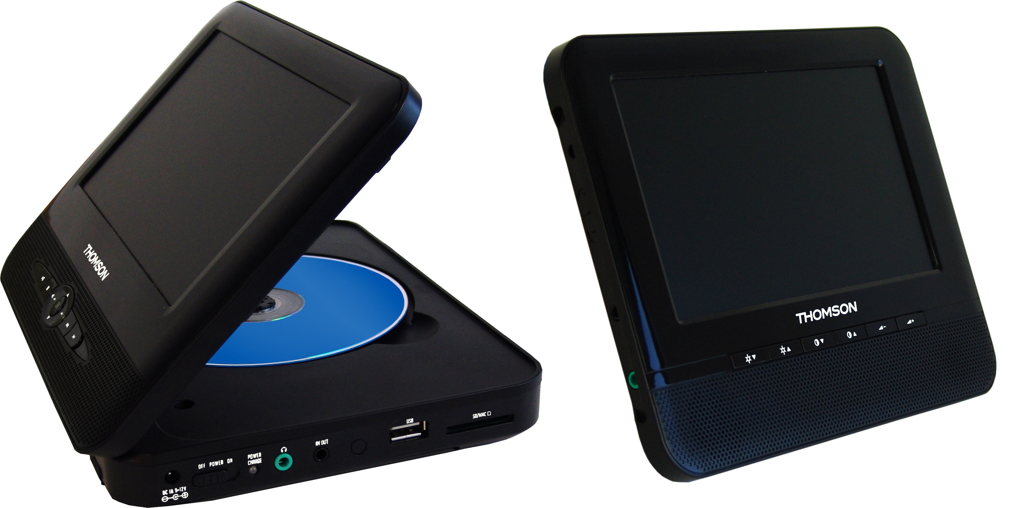 Thomson TWIN720DP Tragbarer DVD-Player (17,8 cm (7 Zoll), 2 LCD-Bildschirmen, USB 2.0, SD ...