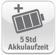 Akkulaufzeit 5 Stunden