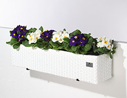 GARTENFREUDE Polyrattan Balkonkasten - 60x19x20 Cm, Schwarz, Mit Aufhängung & Überlauf Für Wasserreservoir