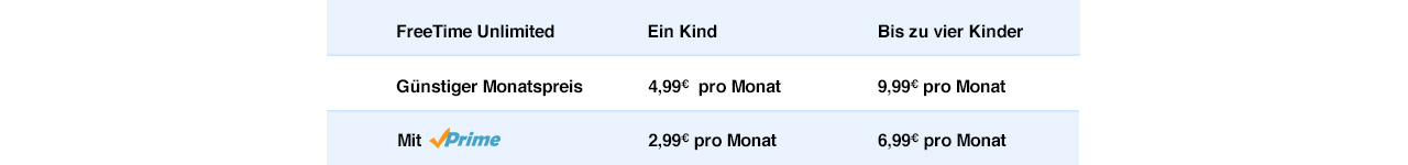 Amazon FreeTime Unlimited Preise