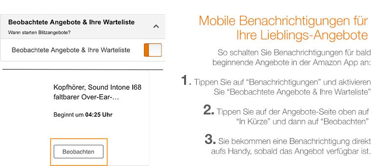 Amazon App Benachrichtungen f&uuml;r Angebote