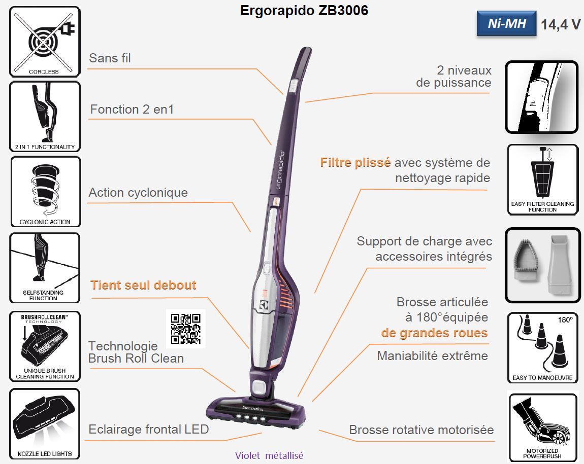 Electrolux ZB3006 Ergorapido Aspirateur Balai sans Sac Rechargeable