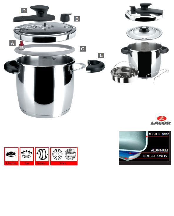 Lacor 20515 – Autocuiseur Cocotte Minute En Aluminium Professionnel 15 L Avec Soupapes De Sécurité