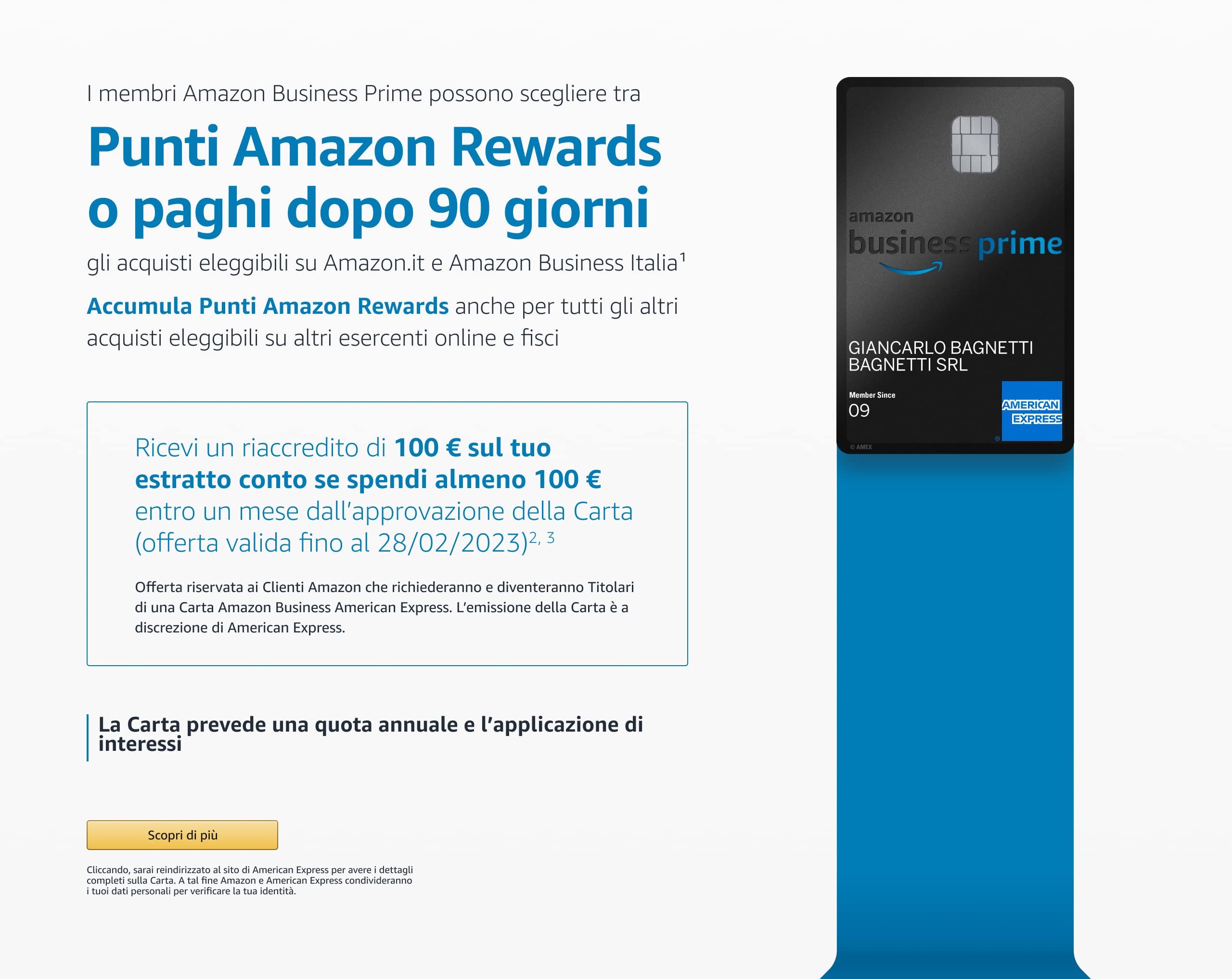 Amazon.it Amazon Business Prime Carta Amazon Business Prime Amex