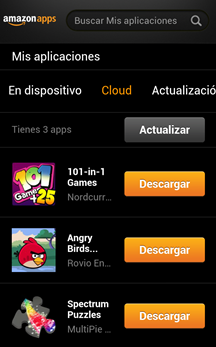 Men� de la Tienda Apps