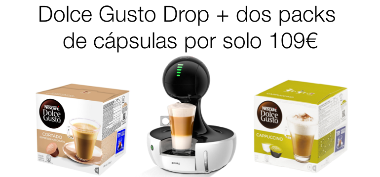 Dolce Gusto Drop y dos packs de cápsulas por 109€