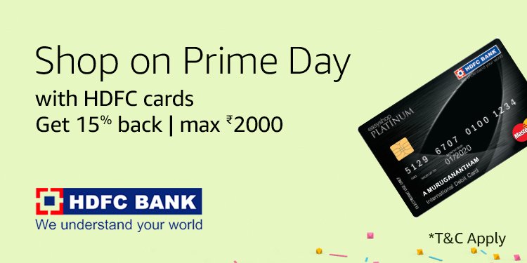 15% cashback with HDFC cards on Prime day