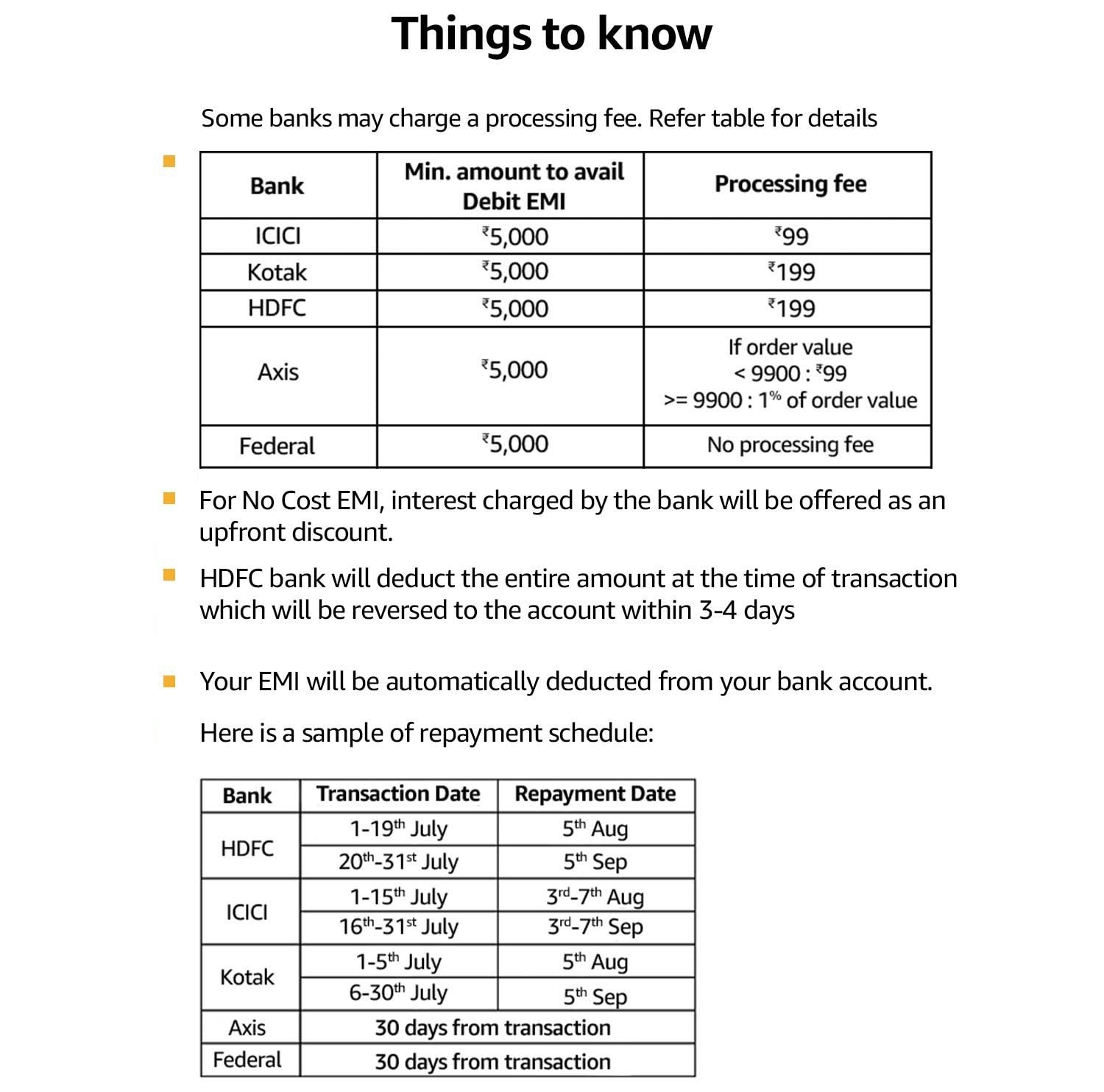 Amazon.in Debit Card EMI