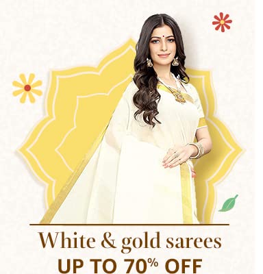 white & gold sarees