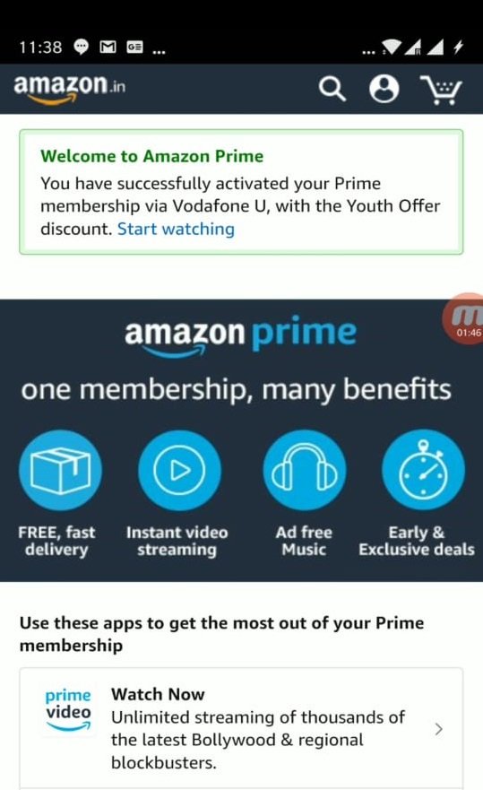 Youth offer on Amazon Prime Amazon.in