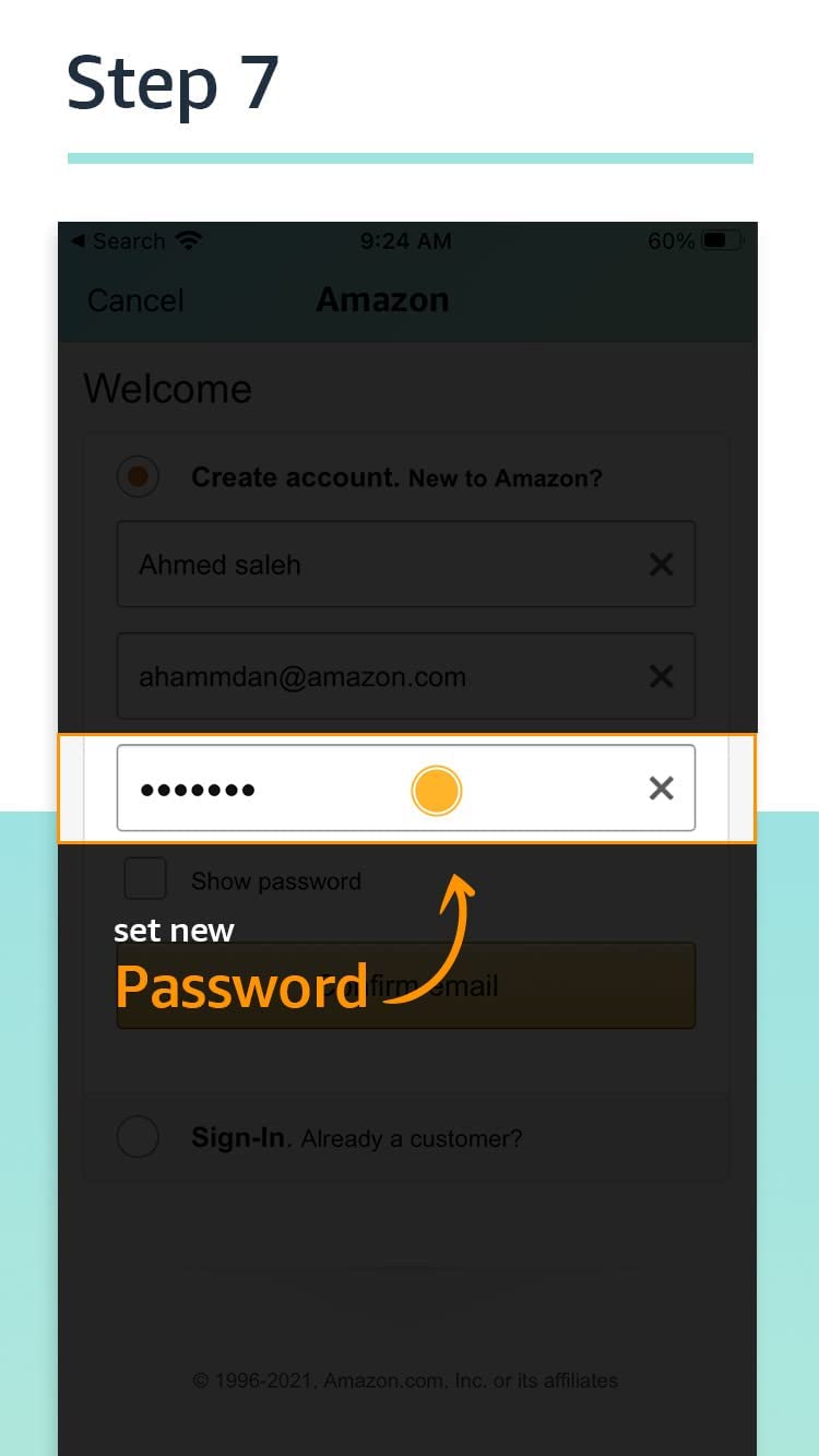 Amazon.sa Create a new account on Amazon