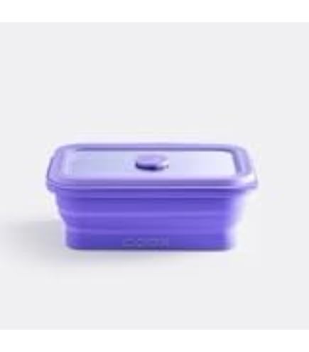 coox Faltdose 450 ml – faltbare, luftdichte Silikon-Frischhaltedose mit Glasdeckel & Glasboden – ofen-, mikrowellen-, gefrier- & spülmaschinengeeignet – Farbe Lila Küche, Haushalt & Wohnen