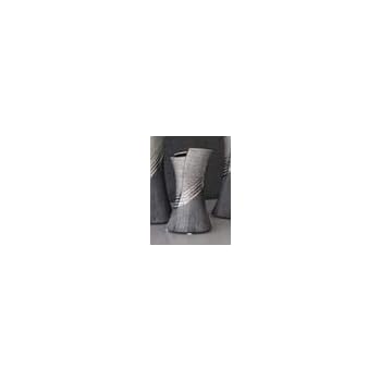 GILDE Deko-Vase Newtown - 65cm Hohe Keramikvase, Matt Grau Mit Silber-Applikation, Für Pampasgras & Trockenblumen