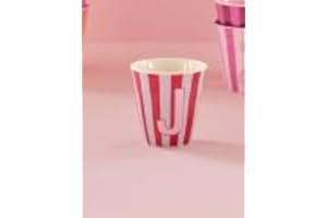 Rice Melamin Becher medium gestreift mit Buchstaben, Modell für Junge Blau-Grüntöne, Größe 9 x 9 cm (J Mädchen)