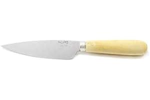 PALLARES SOLSONA Cuchillo Cocina Hoja Ancha 11 cm con mango redondo de madera de Boj - ACERO INOXIDABLE