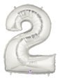HS 100CM Silber Folienballon MEGA Zahlen 0--9 Heliumerfüllung