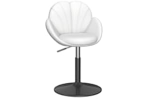 Hzuaneri Sminkpall, 360° Svängbar Sminkstol Med Ryggstöd, Höjjusterbar Pallstol, Offwhite Chenille, Lämplig För Sminkbord, So