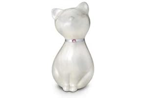 URNS PARADISE Duchess Cat Urn With Pearl Neckless, Pet Urns For Cats Ashes, Pet Cremation Urn For Cat, Memorial Decorative Handmade, Pet Remembrance Gift Cat, Memory Of His Pet