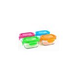 Wean Green Wean Tubs Glass Food Containers (150 ml, Set of 4, Multi Color)