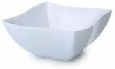 Elegant Wave Shaped China Like Square Hard Plastic Bowls/Plastic Serving Dishes - 450ml (16oz) - 4 Pieces - White