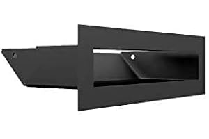 Rejilla de ventilación KRATKI Air | Rejilla de Aire Caliente 6 x 20 cm | Negro | Rejilla de Escape para ventilación de chimeneas | Entrada de Aire en un ángulo de 45 Grados