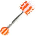 Orange Candy Striped Silicone (soft) Spiky Koosh Ball Tongue Bar Ring
