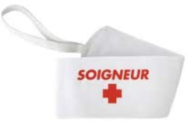 Visiodirect Brassard soigneur Rugby Senior de Couleur Blanc et Soigneur en Rouge