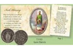 rosarybeads4u St SAINT PATRICK Pewter Pocket Token Medal and Prayer Verse Card Keepsake