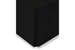 Comfy Nights Plain Pollycotton Percale Pleated Platform Base Valance (King, Black)