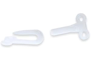 MERCERÍA SUANCES Ganchos de Riel de Cortina Ganchos de Cortina de Plástico Blancos 50 uds. Corchete coser 2 ojales