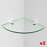 Two Small Acrylic Corner Safety Shelves - 150mm - approx 6 comes with Chrome fixings, Glass Effect by Expression Products
