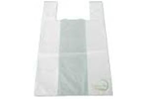 IMBALLAGI ALIMENTARI 500 unità, Borsa di plastica ecologica media bianca 28 x 50 sacchetti con manici Shoppers Borsa borsa per acquisto da cibo