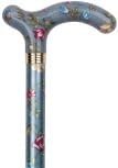 Ladies grey floral  design  elegant slimline extending cane