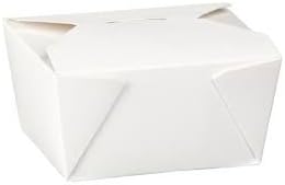Jenpak 25 x No 1 (26oz) White Paper Hot Cold Food Container Box Leak Proof For Takeaway 5"x4"x2"