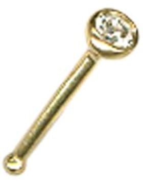 Nasenpiercing Gold 18K Gerade Mit Swarovski Elements 2mm Nasenstecker - Weiss.G18K-NSJS
