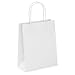 Produktbild 1 Verpackungseinheit (50 Stück) Kraftpapier-Tragetaschen Mini<br/>B 180 mm x Seitenfalte 80 mm x H 220 mm<br/><b>weiss</b><br/>90 g/m²