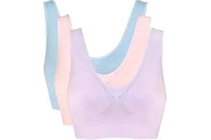 Genie Bra Premium Women's Seamless 3-Pack - Multi Colours Super Comfort, Sports Bra, Sleep, Nursing Bra Plus Size Sleep Bras, Unpadded S-5XL
