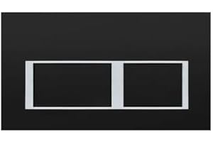 DIRTY PRO TOOLS Wall Hung Toilet Rimless Pan 1.12m Concealed Cistern Frame WC Plate Soft Close Seat Options (Flush Plate Black)