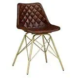 Detec Leather Chair for Home | Cafe | Restaurant | Garden | Brass Finish