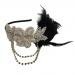 MagiDeal Retro Black Feather Headpiece Flapper Chain Flower Hairband Great Gatsby Headband 1920s for Fancy Dress Party